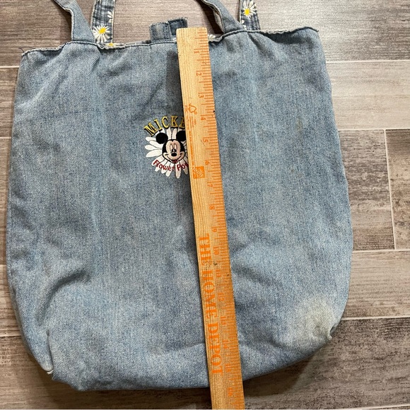 Vintage Disney Mickey Mouse Denim Tote Bag Flower Power - Picture 8 of 8